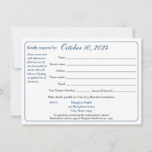 Varsity Stripe Class Reunion Response Form Invitation