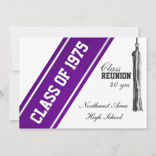 Varsity Stripe with Purple Class Reunion Invitation