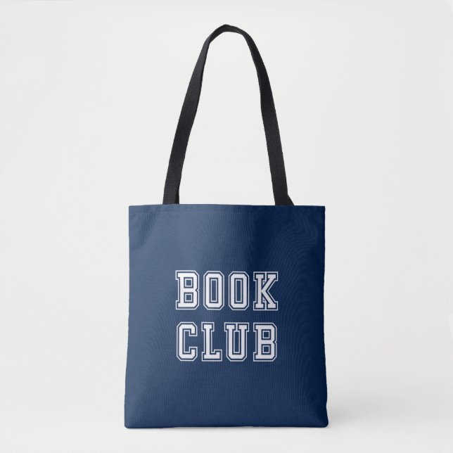 Varsity Style Book Club with Editable Colour Tote Bag (Front)