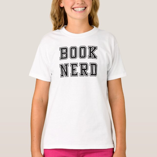 Varsity Style Book Nerd T-Shirt (Front)