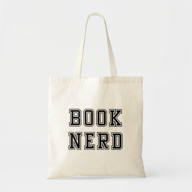 Varsity Style Book Nerd Tote Bag (Front)