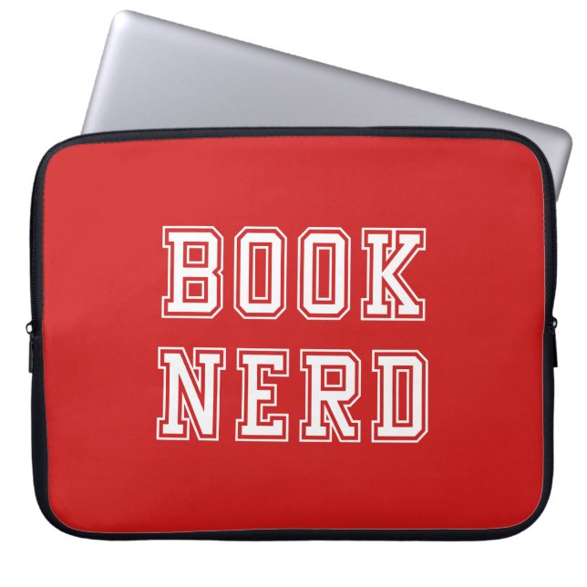 Varsity Style Book Nerd with Editable Color Laptop Sleeve (Front)