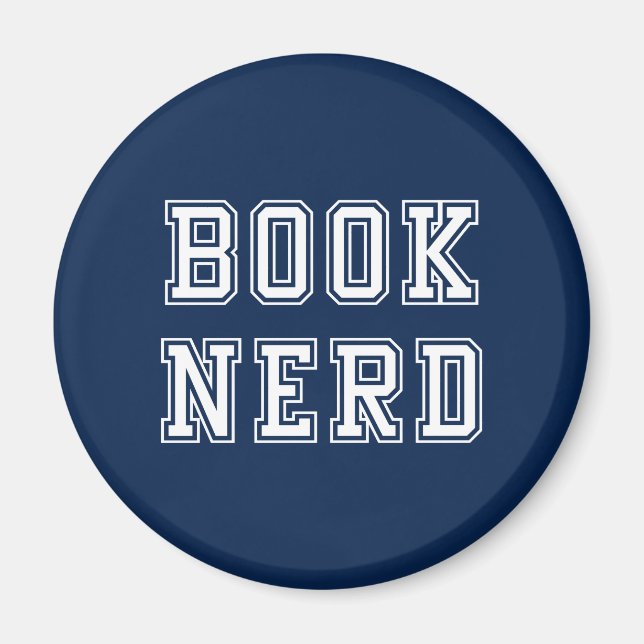 Varsity Style Book Nerd with Editable Color Magnet (Front)
