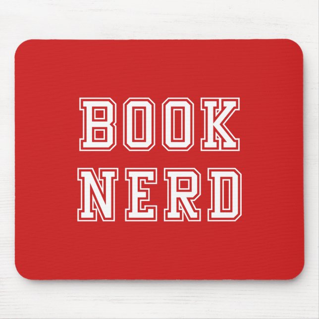 Varsity Style Book Nerd with Editable Colour Mouse Mat (Front)