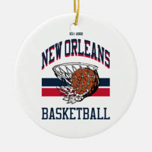 Varsity Style New Orleans Basketball Ceramic Tree Decoration