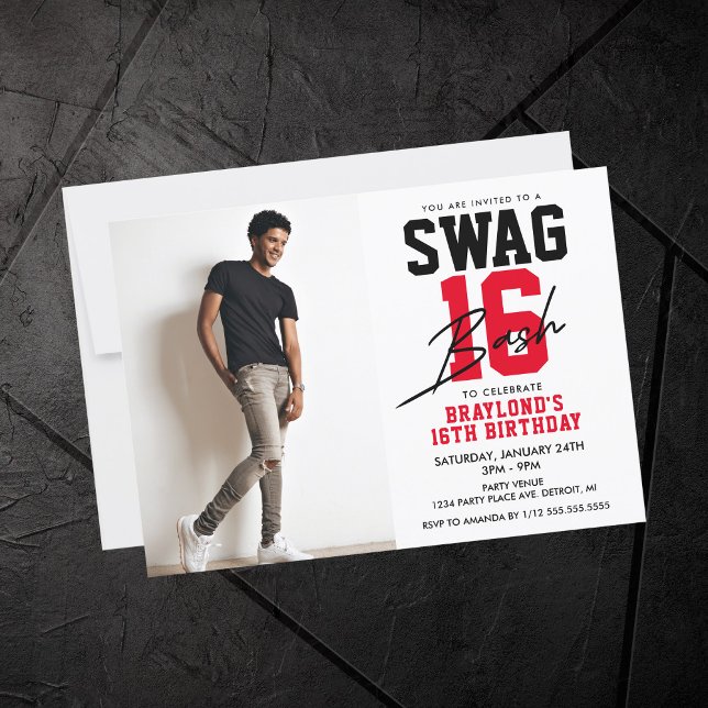 Varsity Style Swag 16 Birthday Invitation (Creator Uploaded)