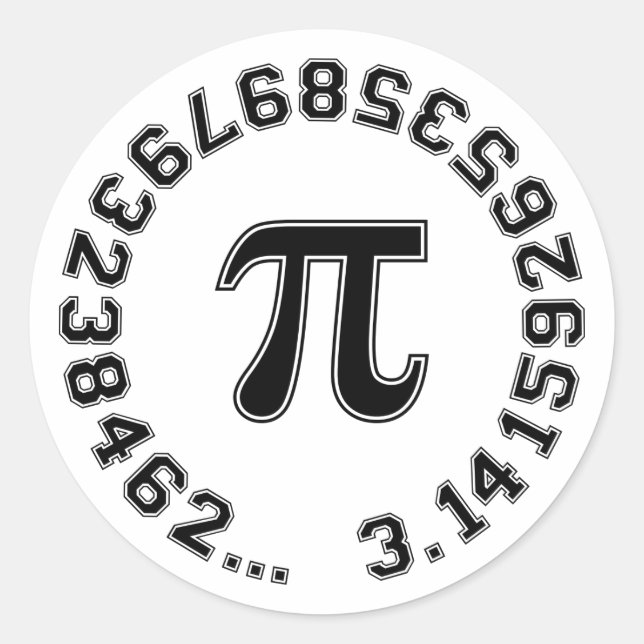 VARSITY TEXT DESIGN Pi Number  Mathematical symbol Classic Round Sticker (Front)