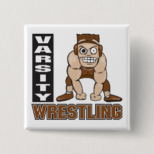 varsity wrestling 15 cm square badge