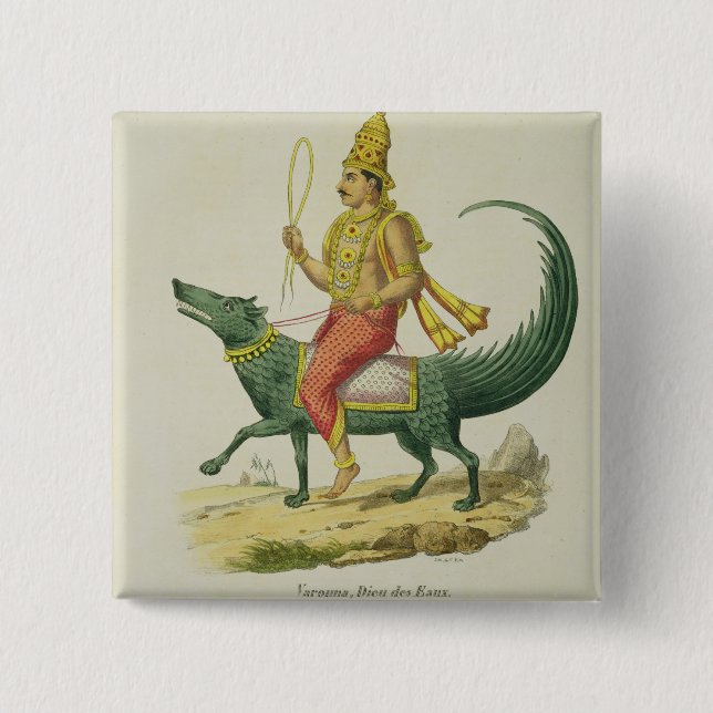 Varuna, God of the Oceans, engraved by Charles Eti 15 Cm Square Badge (Front)