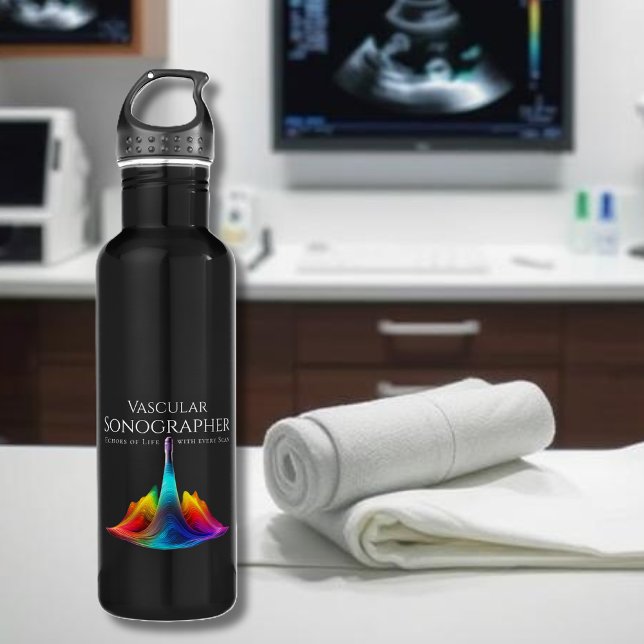 Vascular Sonographer-Colourful Ultrasound Waves 710 Ml Water Bottle (Vascular Sonographer-Colorful Ultrasound Waves Stainless Steel Water Bottle)