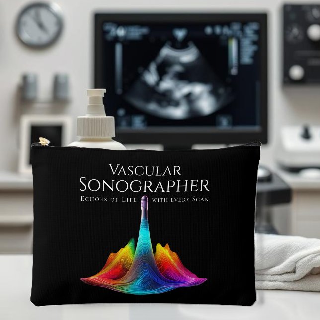 Vascular Sonographer-Colourful Ultrasound Waves Accessory Pouch (Vascular Sonographer-Colorful Ultrasound Waves Accessory Pouch)