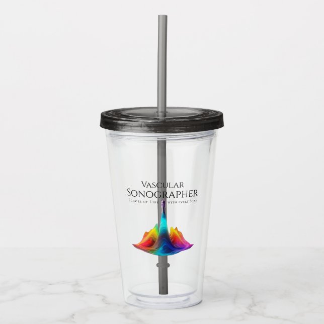 Vascular Sonographer-Colourful Ultrasound Waves Acrylic Tumbler (Front)