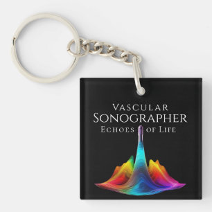 Vascular Sonographer-Colourful Ultrasound Waves Key Ring