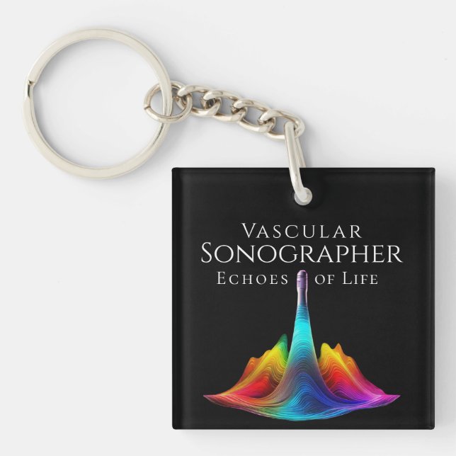 Vascular Sonographer-Colourful Ultrasound Waves Key Ring (Front)