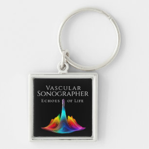 Vascular Sonographer-Colourful Ultrasound Waves Key Ring