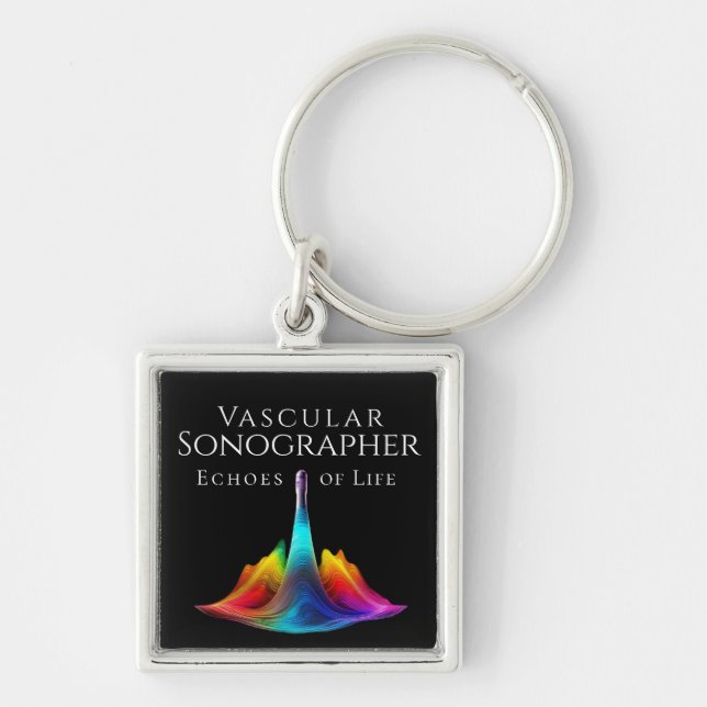 Vascular Sonographer-Colourful Ultrasound Waves Key Ring (Front)