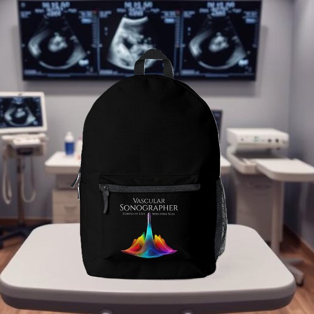 Vascular Sonographer-Colourful Ultrasound Waves Printed Backpack (Vascular Sonographer-Colorful Ultrasound Waves Printed Backpack)