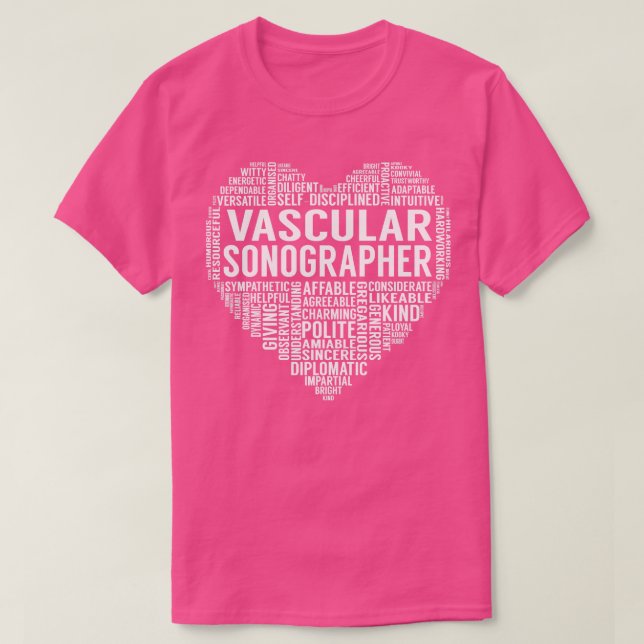 Vascular Sonographer Heart T-Shirt (Design Front)
