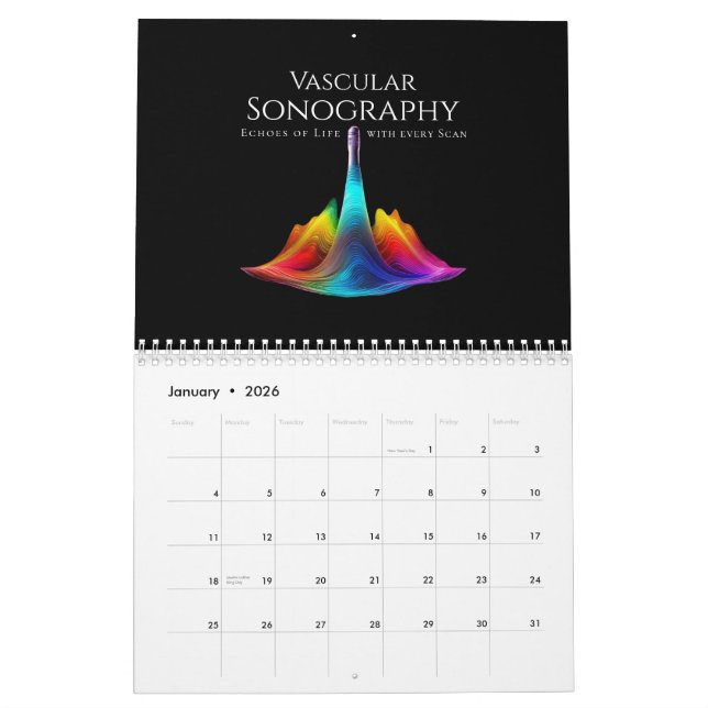 Vascular Sonography-Colourful Ultrasound Waves Calendar (Jan 2026)