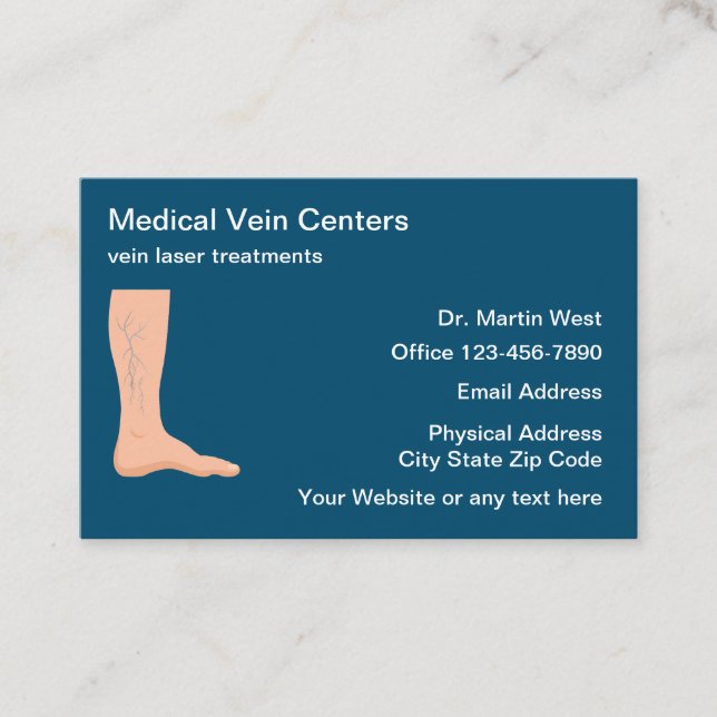 Vascular Vein Treatment Medical Business Cards (Front)