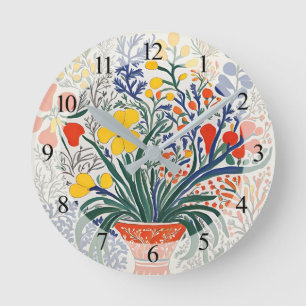 Vase and Wild Flowers Round Clock