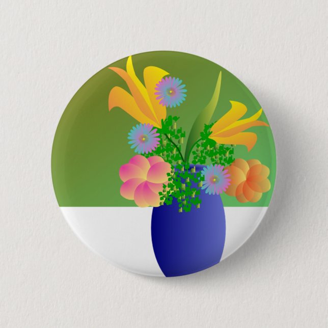 Vase Bouquet Round Button (Front)