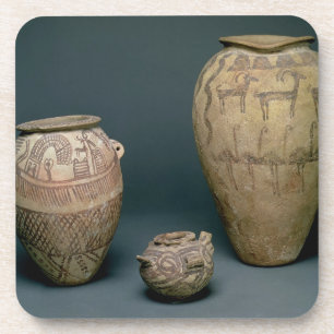 Vase decorated with various friezes of animals and coaster