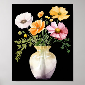 Vase Flowers Watercolor Printable Poster