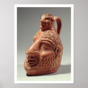 Vase in shape of double head, c.400 AD (pottery) Poster