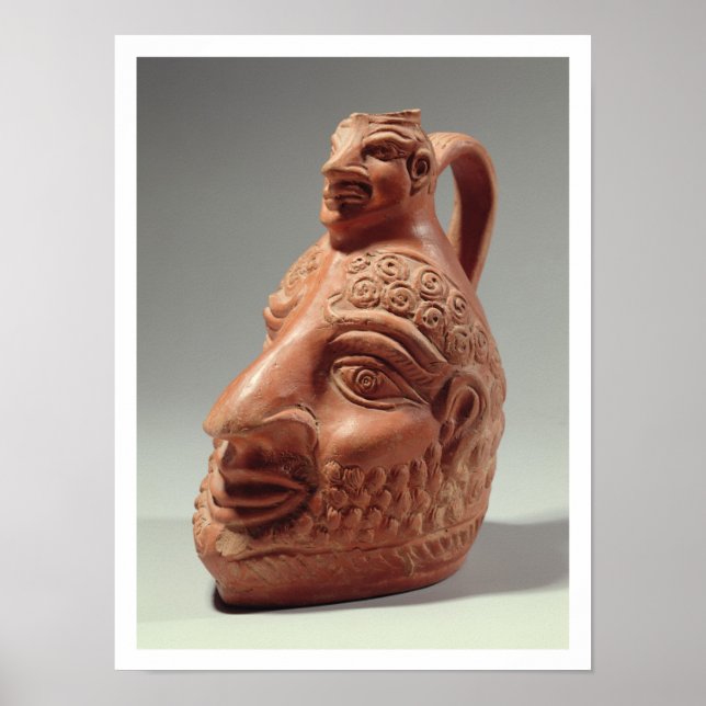 Vase in shape of double head, c.400 AD (pottery) Poster (Front)