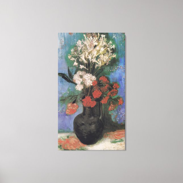 Vase of carnations and other flowers by Van Gogh  Canvas Print (Front)