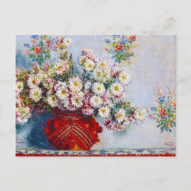 Vase of Chrysanthemums Claude Monet Postcard (Front)