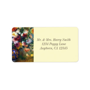 Vase of Chrysanthemums Renoir Fine Art Label