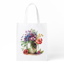 vase of flower Reusable Grocery Bag