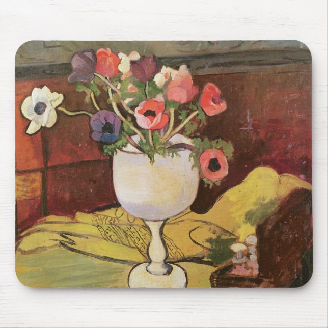 Vase of Flowers, Anemones in a White Glass Mouse Mat (Front)