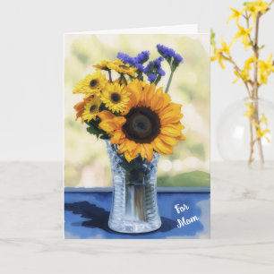 Vase of Flowers Art Sunflower Mother's Day Card