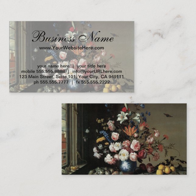 Vase of Flowers by a Window, Balthasar van der Ast Business Card (Front/Back)