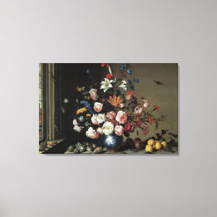 Vase of Flowers by a Window, Balthasar van der Ast Canvas Print