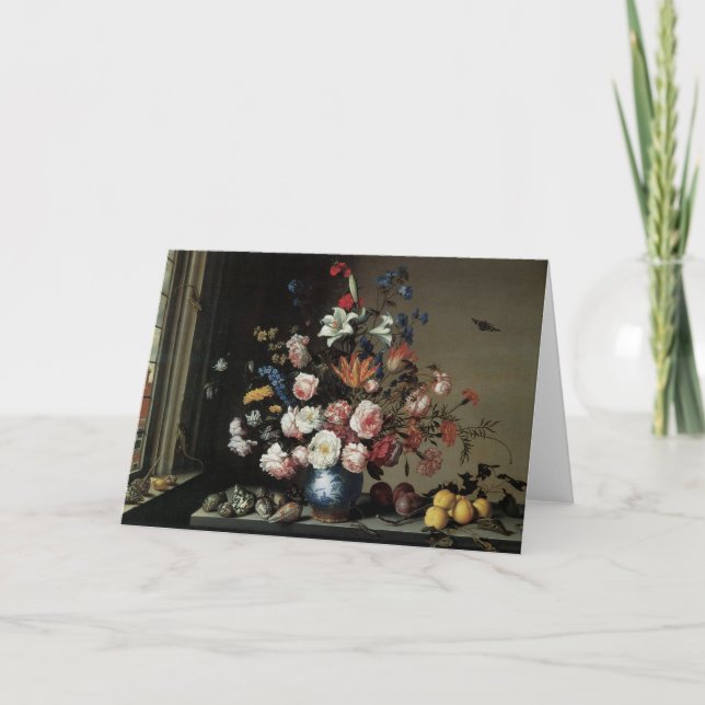 Vase of Flowers by a Window, Balthasar van der Ast Card (Front)