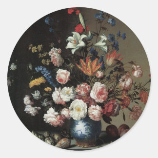 Vase of Flowers by a Window, Balthasar van der Ast Classic Round Sticker
