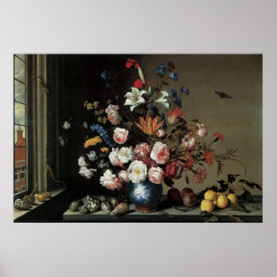 Vase of Flowers by a Window, Balthasar van der Ast Poster