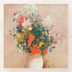 Vase of Flowers by Redon Post-Impressionist Glass Coaster