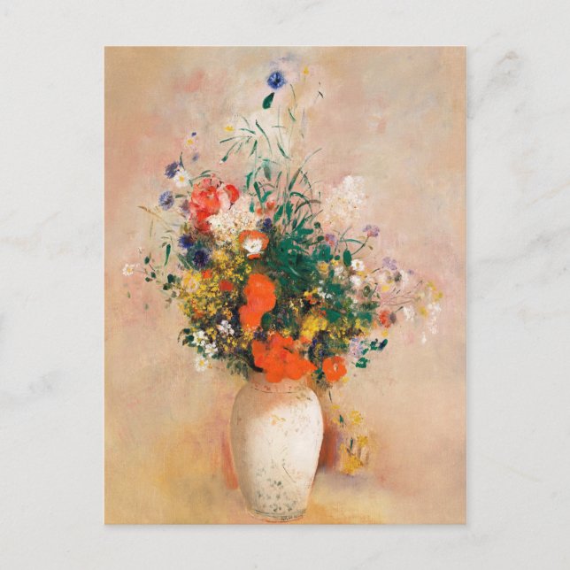 Vase of Flowers by Redon Post-Impressionist Postcard (Front)
