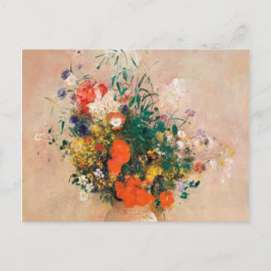 Vase of Flowers by Redon Post-Impressionist Postcard