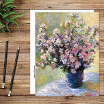 Vase of Flowers Claude Monet Postcard<br><div class="desc">A fine art postcard with the still life painting,  Vase of Flowers (1881-1882) by Claude Monet (1840-1926). A blue vase on a table with pink wild mallow flowers in the impressionist style.</div>