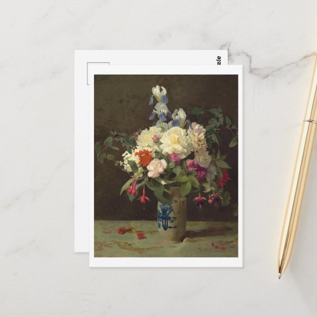 Vase of Flowers, George Cochran Lambdin  Postcard (Front/Back In Situ)