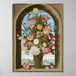 Vase of Flowers in a Window, c.1618 Poster
