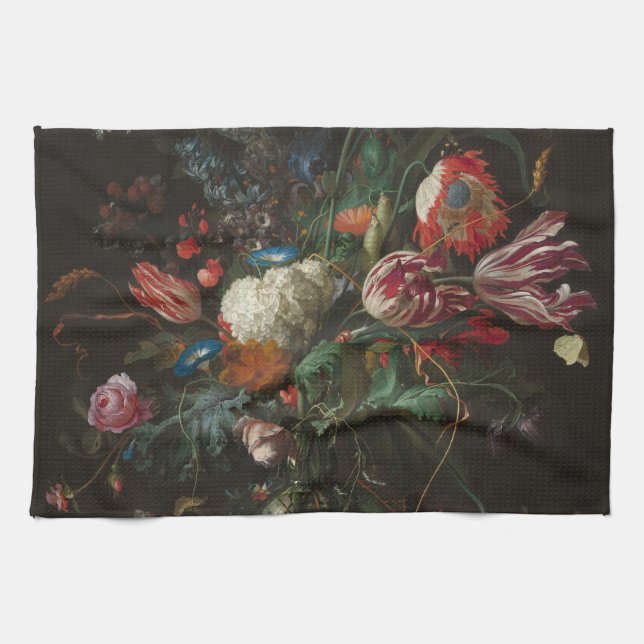 Vase of Flowers - Jan Davidsz. de Heem Tea Towel (Horizontal)