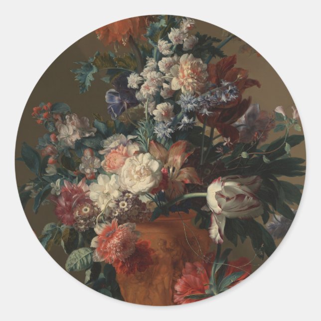 Vase of Flowers - Jan van Huysum Classic Round Sticker (Front)