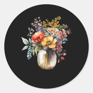 Vase Of Flowers Memom Classic Round Sticker